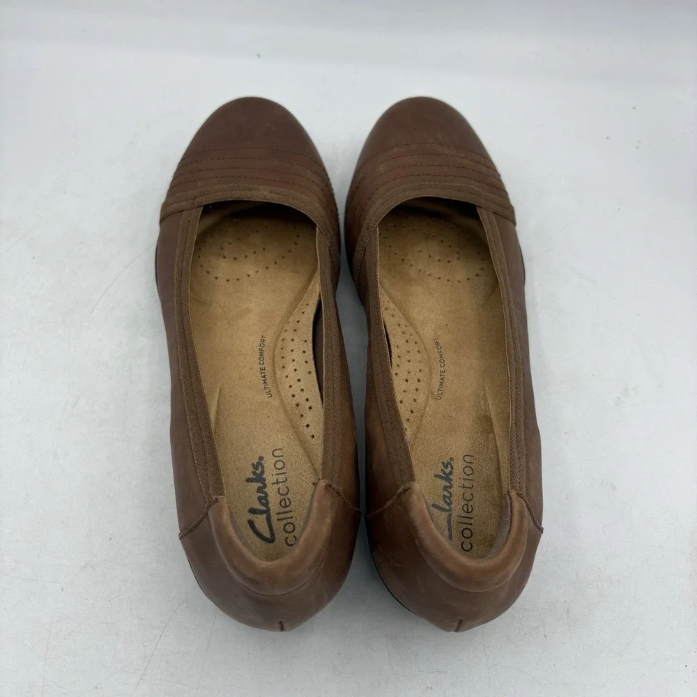 Clarks Collection Shoes Womens Size 8 W Wide Sara Erin Ballet Flat Brown
